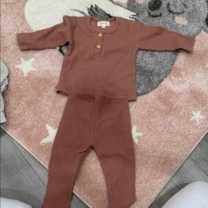 Ribbed Brown Baby Outfit